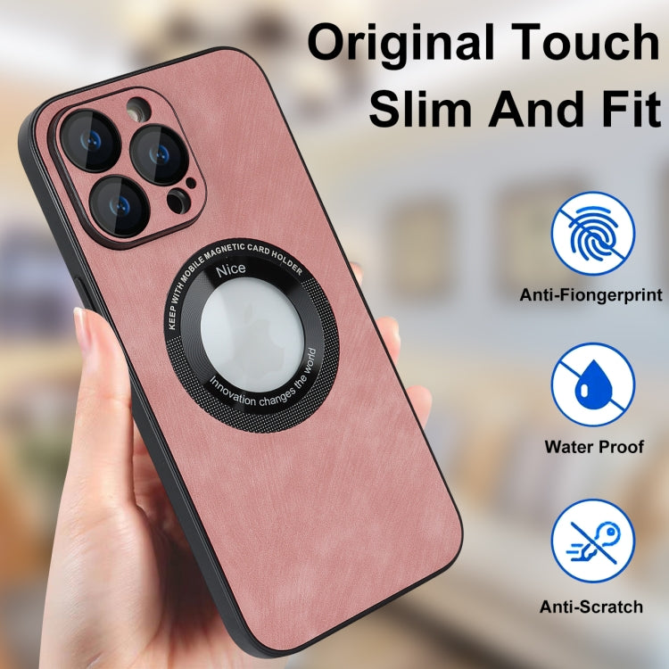 For iPhone 11 Skin Feel Leather MagSafe Magnetic Phone Case(Pink) - iPhone 11 Cases by buy2fix | Online Shopping UK | buy2fix