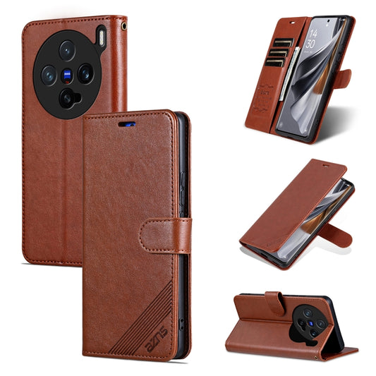 For vivo X200 Pro mini AZNS Sheepskin Texture Flip Leather Phone Case(Brown) - X200 Pro mini Cases by AZNS | Online Shopping UK | buy2fix