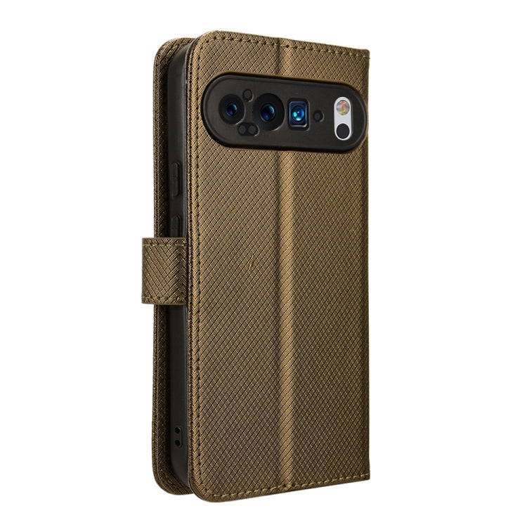 For Google Pixel 9 Pro Diamond Texture Leather Phone Case(Brown) - Google Cases by buy2fix | Online Shopping UK | buy2fix