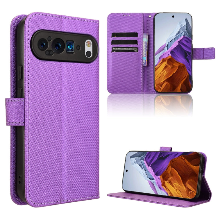 For Google Pixel 9 Pro Diamond Texture Leather Phone Case(Purple) - Google Cases by buy2fix | Online Shopping UK | buy2fix