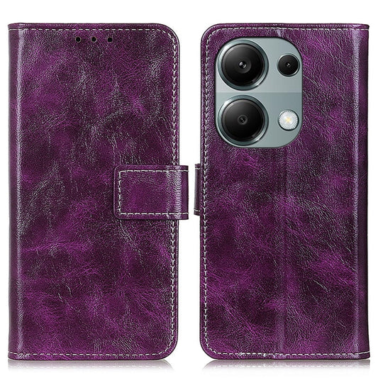 For Xiaomi Redmi Note 13 Pro 4G/Poco M6 Pro 4G Retro Crazy Horse Texture Leather Phone Case(Purple) - Note 13 Pro Cases by buy2fix | Online Shopping UK | buy2fix