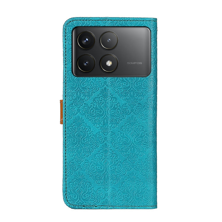 For Xiaomi Redmi K70 5G / K70 Pro 5G European Floral Embossed Leather Phone Case(Blue) - K70 Cases by buy2fix | Online Shopping UK | buy2fix