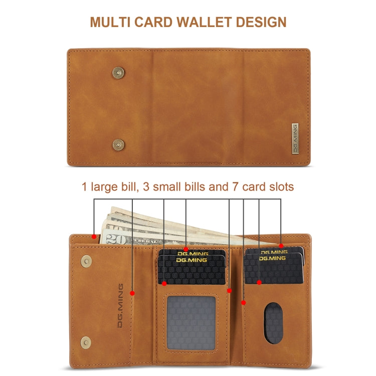 For Google Pixel 8A DG.MING M1 Series 3-Fold Multi Card Wallet + Magnetic Phone Case(Brown) - Google Cases by DG.MING | Online Shopping UK | buy2fix