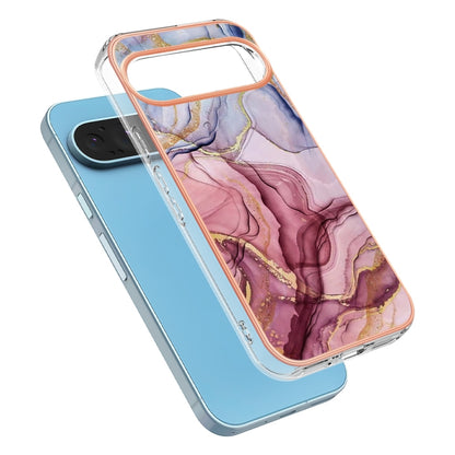 For Google Pixel 9 / 9 Pro Electroplating Marble Dual-side IMD Phone Case(Rose Red 014) - Google Cases by buy2fix | Online Shopping UK | buy2fix