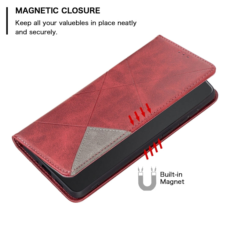 For Xiaomi Civi 3 5G Rhombus Texture Magnetic Leather Phone Case(Red) - Xiaomi Cases by buy2fix | Online Shopping UK | buy2fix