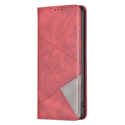 For Xiaomi Redmi 12 4G Rhombus Texture Magnetic Leather Phone Case(Red) - Xiaomi Cases by buy2fix | Online Shopping UK | buy2fix