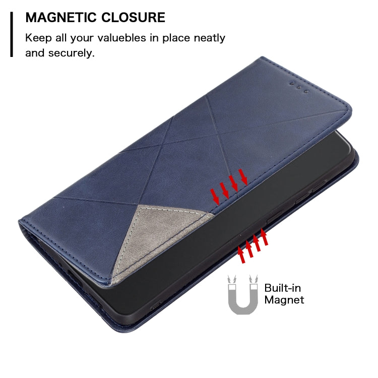 For Xiaomi Redmi Note 13 4G Global Rhombus Texture Magnetic Leather Phone Case(Blue) - Note 13 Cases by buy2fix | Online Shopping UK | buy2fix
