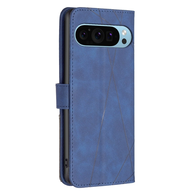 For Google Pixel 9 Magnetic Buckle Rhombus Texture Leather Phone Case(Blue) - Google Cases by buy2fix | Online Shopping UK | buy2fix