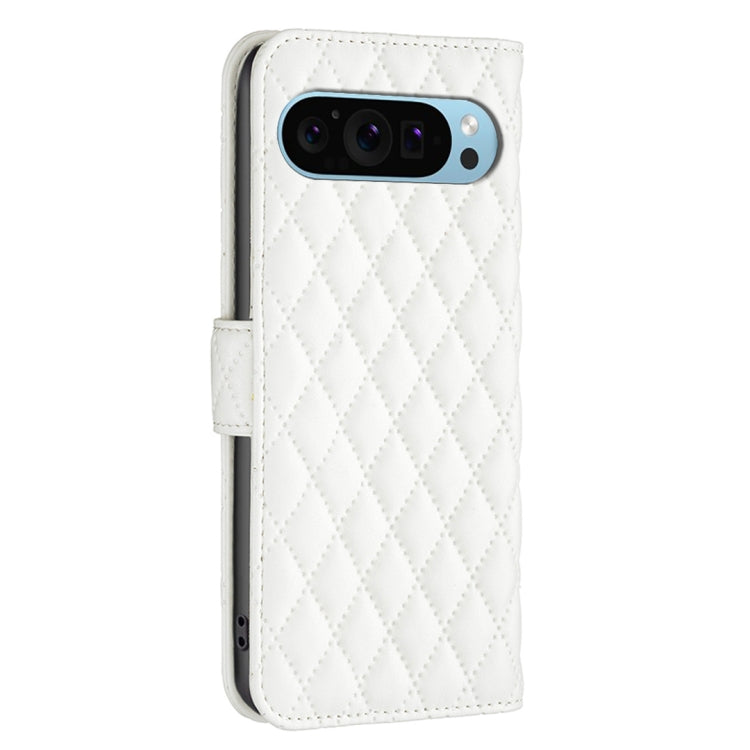 For Google Pixel 9 Diamond Lattice Wallet Leather Flip Phone Case(White) - Google Cases by buy2fix | Online Shopping UK | buy2fix