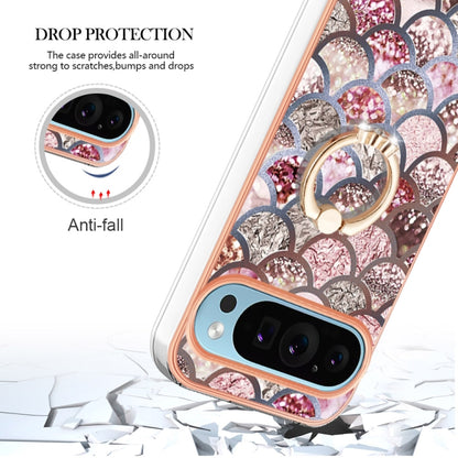 For Google Pixel 9 / 9 Pro Electroplating IMD TPU Phone Case with Ring(Pink Scales) - Google Cases by buy2fix | Online Shopping UK | buy2fix