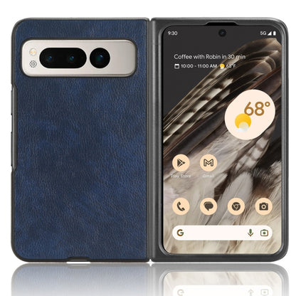 For Google Pixel Fold Litchi Texture Back Cover Phone Case(Blue) - Google Cases by buy2fix | Online Shopping UK | buy2fix