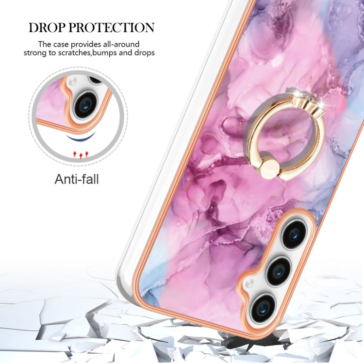 For Samsung Galaxy S23 FE 5G Electroplating Marble Dual-side IMD Phone Case with Ring(Pink 013) - Galaxy S23 FE 5G Cases by buy2fix | Online Shopping UK | buy2fix