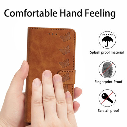 For iPhone 16 Pro Max Seven Butterflies Embossed Leather Phone Case(Brown) - iPhone 16 Pro Max Cases by buy2fix | Online Shopping UK | buy2fix