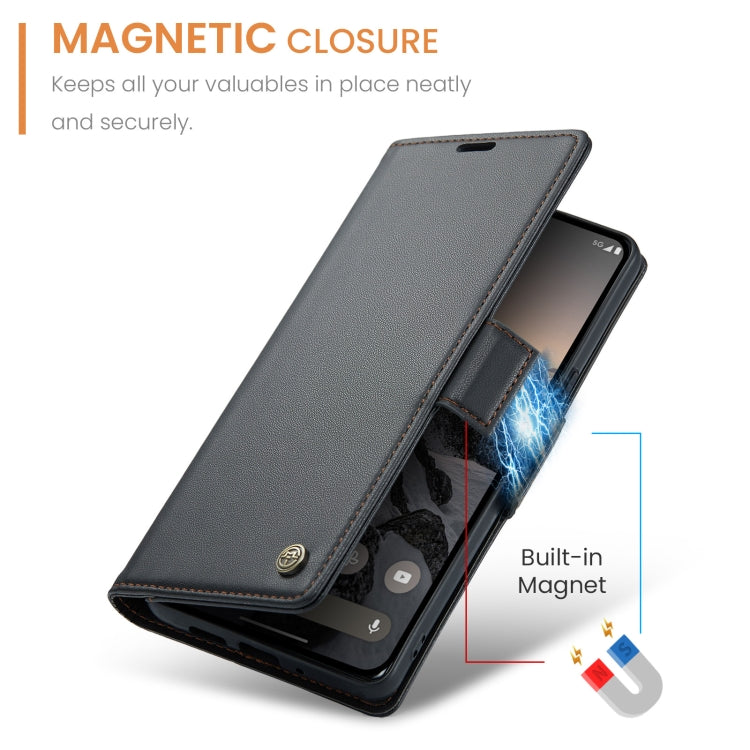 For Google Pixel 9 / 9 Pro CaseMe 023 Butterfly Buckle Litchi Texture RFID Anti-theft Leather Phone Case(Black) - Google Cases by CaseMe | Online Shopping UK | buy2fix