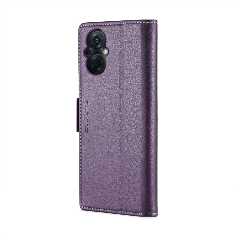 For OPPO Reno8 Lite Global CaseMe 023 Butterfly Buckle Litchi Texture RFID Anti-theft Leather Phone Case(Pearly Purple) - OPPO Cases by CaseMe | Online Shopping UK | buy2fix