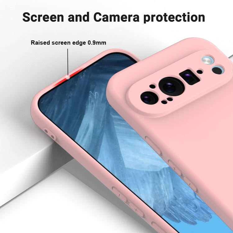 For Google Pixel 9 Pro Pure Color Liquid Silicone Shockproof Phone Case(Pink) - Google Cases by buy2fix | Online Shopping UK | buy2fix