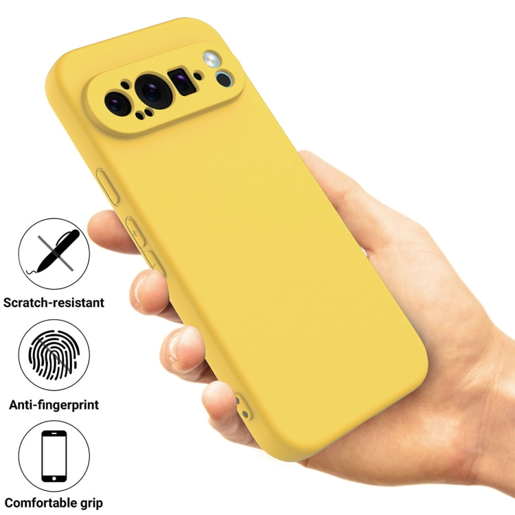 For Google Pixel 9 Pro XL Pure Color Liquid Silicone Shockproof Phone Case(Yellow) - Google Cases by buy2fix | Online Shopping UK | buy2fix