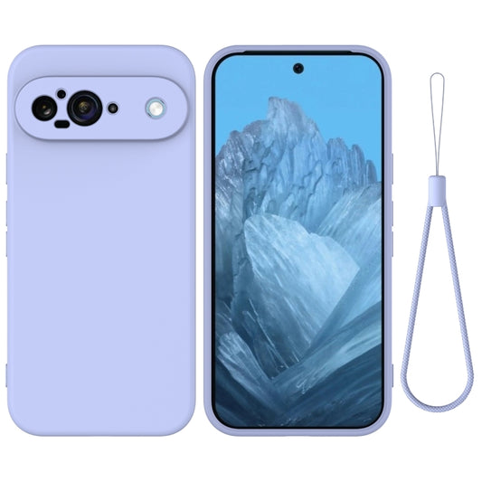 For Google Pixel 9 Pure Color Liquid Silicone Shockproof Phone Case(Purple) - Google Cases by buy2fix | Online Shopping UK | buy2fix