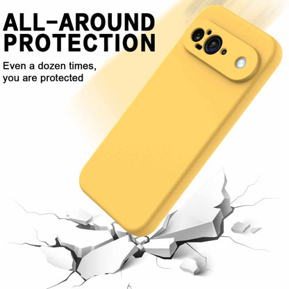 For Google Pixel 9 Pure Color Liquid Silicone Shockproof Phone Case(Yellow) - Google Cases by buy2fix | Online Shopping UK | buy2fix