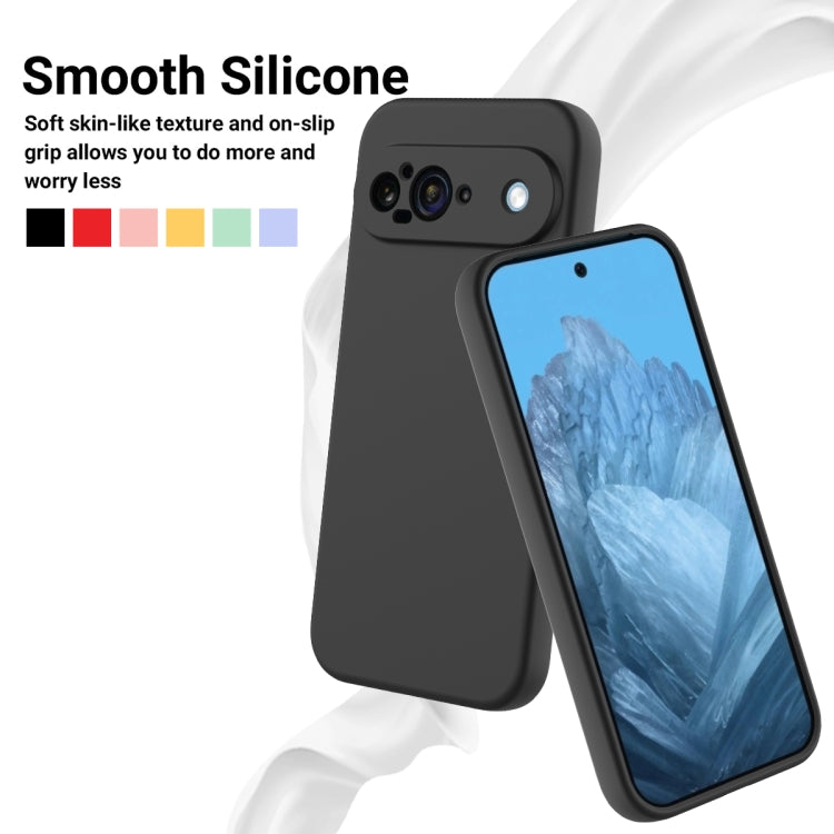 For Google Pixel 9 Pure Color Liquid Silicone Shockproof Phone Case(Black) - Google Cases by buy2fix | Online Shopping UK | buy2fix