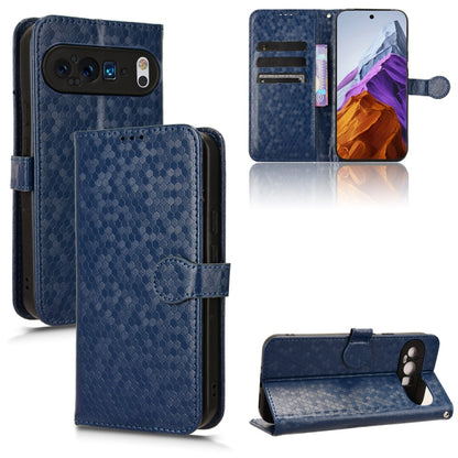 For Google Pixel 9 Honeycomb Dot Texture Leather Phone Case(Blue) - Google Cases by buy2fix | Online Shopping UK | buy2fix