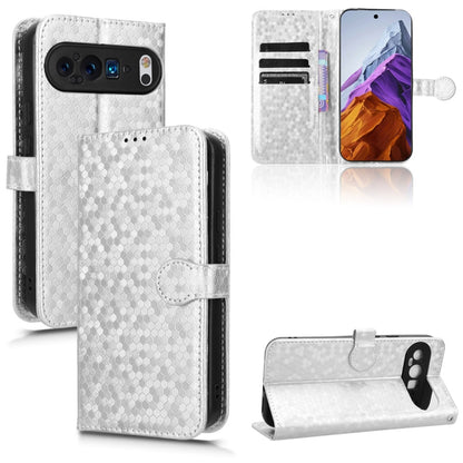 For Google Pixel 9 Honeycomb Dot Texture Leather Phone Case(Silver) - Google Cases by buy2fix | Online Shopping UK | buy2fix