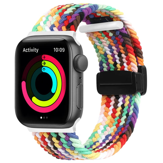 Magnetic Fold Clasp Woven Watch Band For Apple Watch 3 42mm(Rainbow Color) - Watch Bands by buy2fix | Online Shopping UK | buy2fix