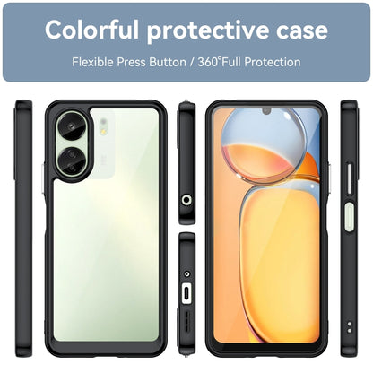 For Xiaomi Redmi 13C 4G Colorful Series Acrylic Hybrid TPU Phone Case(Black) - 13C Cases by buy2fix | Online Shopping UK | buy2fix