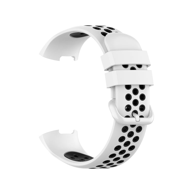 For Fitbit Charge 4 / Charge 3 / Charge 3 SE Watch Button Two Colors Silicone Replacement Strap Watchband(White Black) - Watch Bands by buy2fix | Online Shopping UK | buy2fix