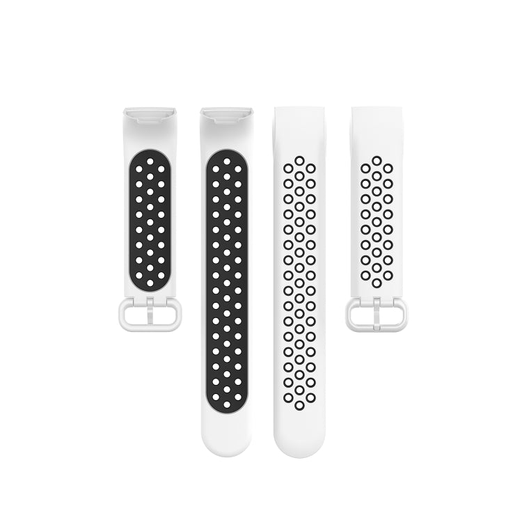 For Fitbit Charge 4 / Charge 3 / Charge 3 SE Watch Button Two Colors Silicone Replacement Strap Watchband(White Black) - Watch Bands by buy2fix | Online Shopping UK | buy2fix