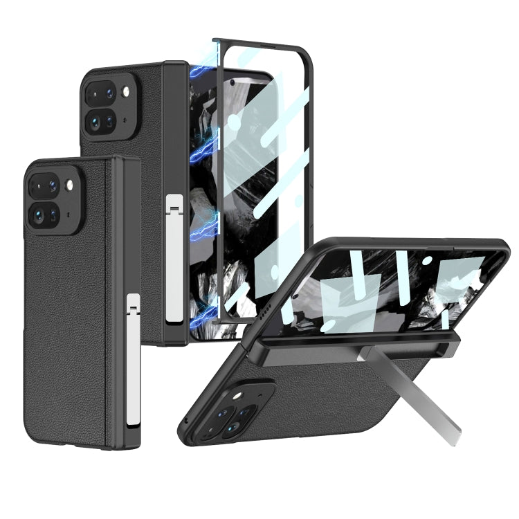 For Google Pixel 9 Pro Fold GKK Integrated Fold Hinge Leather Phone Case with Holder(Black) - Google Cases by GKK | Online Shopping UK | buy2fix