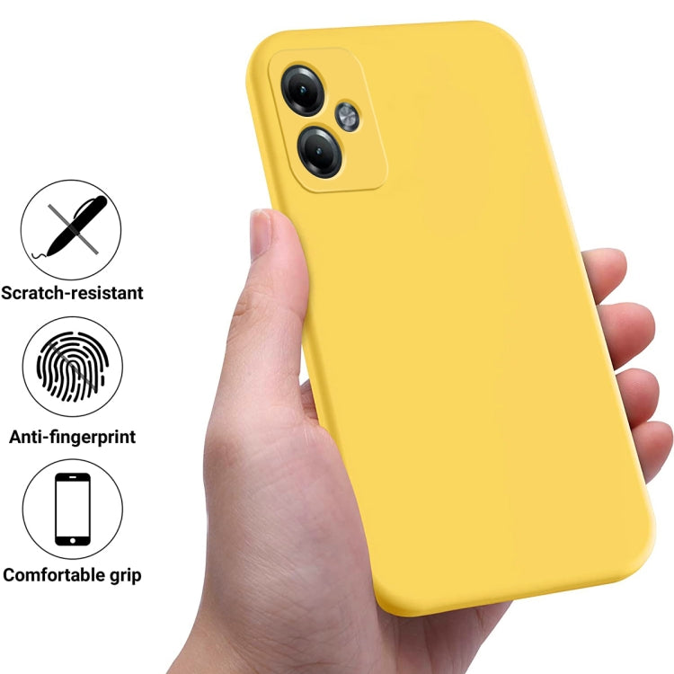 For Motorola Moto G14 Pure Color Liquid Silicone Shockproof Phone Case(Yellow) - Motorola Cases by buy2fix | Online Shopping UK | buy2fix