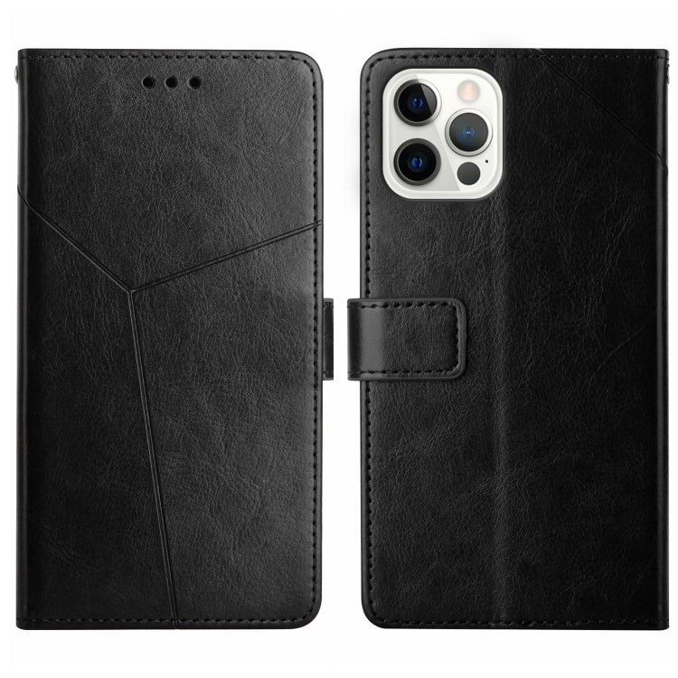 For iPhone 16 Pro HT01 Y-shaped Pattern Flip Leather Phone Case(Black) - iPhone 16 Pro Cases by buy2fix | Online Shopping UK | buy2fix