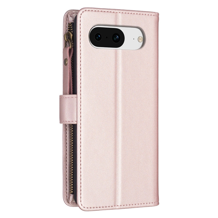 For Google Pixel 8 9 Card Slots Zipper Wallet Leather Flip Phone Case(Rose Gold) - Google Cases by buy2fix | Online Shopping UK | buy2fix