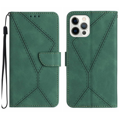 For iPhone 16 Pro Max Stitching Embossed Leather Phone Case(Green) - iPhone 16 Pro Max Cases by buy2fix | Online Shopping UK | buy2fix