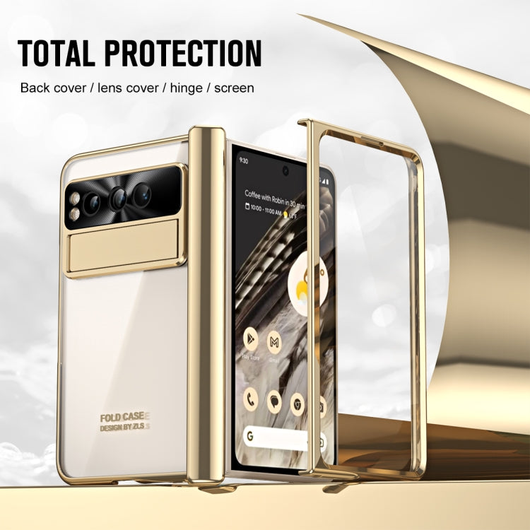 For Google Pixel Fold Integrated Electroplating Folding Phone Case with Hinge(Tyrant Gold) - Google Cases by buy2fix | Online Shopping UK | buy2fix