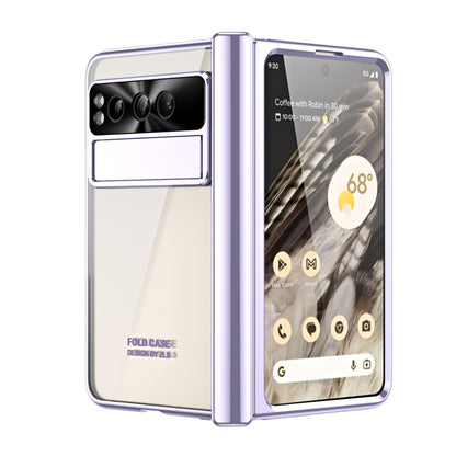 For Google Pixel Fold Integrated Electroplating Folding Phone Case with Hinge(Purple) - Google Cases by buy2fix | Online Shopping UK | buy2fix