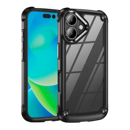 For iPhone 16 TPU + PC Lens Protection Phone Case(Black) - iPhone 16 Cases by buy2fix | Online Shopping UK | buy2fix