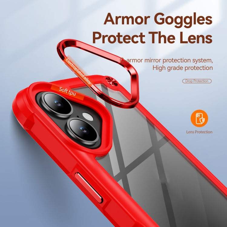 For iPhone 16 TPU + PC Lens Protection Phone Case(Red) - iPhone 16 Cases by buy2fix | Online Shopping UK | buy2fix