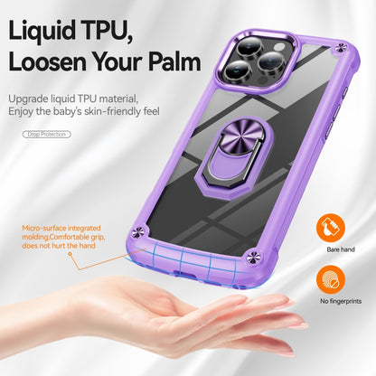 For iPhone 16 Pro Max TPU + PC Lens Protection Phone Case with Ring Holder(Purple) - iPhone 16 Pro Max Cases by buy2fix | Online Shopping UK | buy2fix