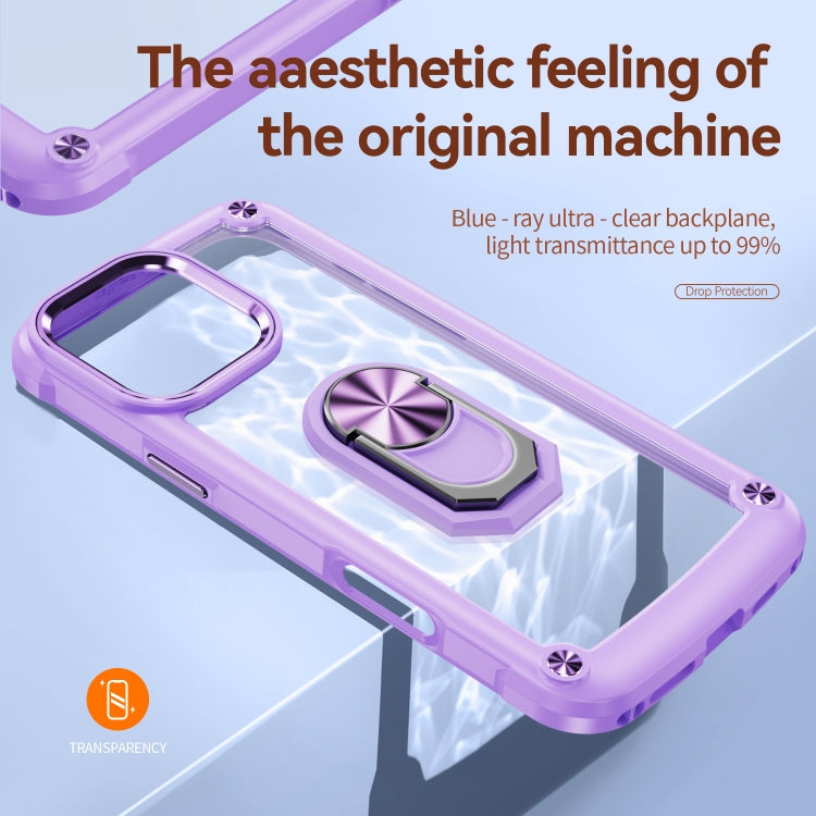 For iPhone 16 Pro Max TPU + PC Lens Protection Phone Case with Ring Holder(Purple) - iPhone 16 Pro Max Cases by buy2fix | Online Shopping UK | buy2fix