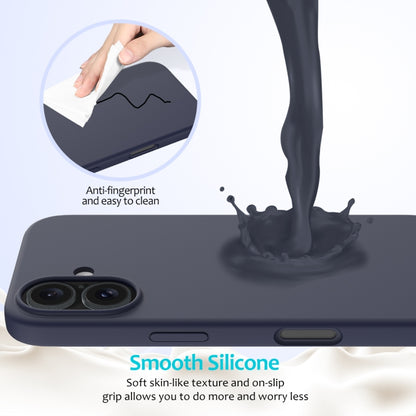 For iPhone 16 Solid Color Silicone Phone Case(Midnight Blue) - More iPhone Cases by buy2fix | Online Shopping UK | buy2fix