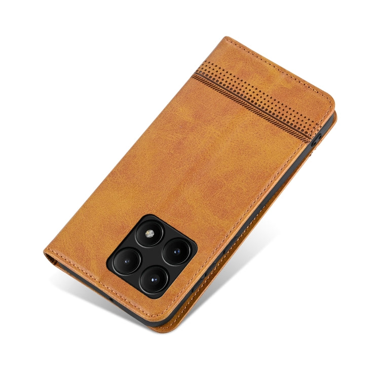 For Xiaomi Redmi K70/K70 Pro AZNS Magnetic Calf Texture Flip Leather Phone Case(Light Brown) - K70 Pro Cases by AZNS | Online Shopping UK | buy2fix