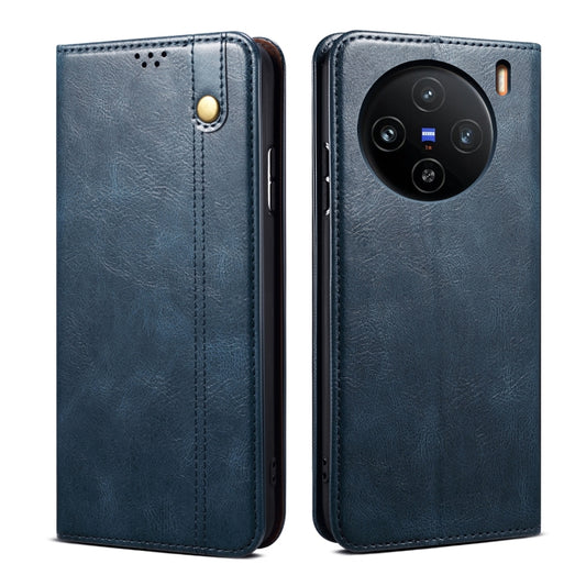 For vivo X100 Oil Wax Crazy Horse Texture Leather Phone Case(Blue) - vivo Cases by imak | Online Shopping UK | buy2fix