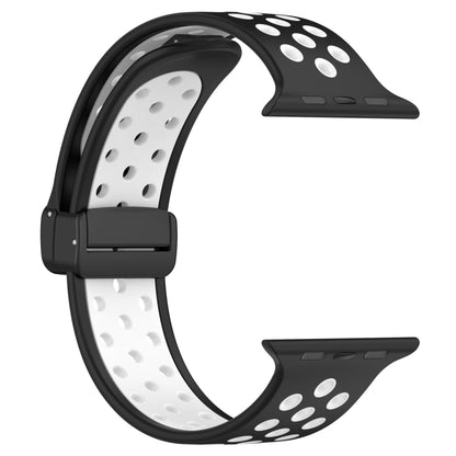 For Apple Watch 4 40mm Magnetic Buckle Silicone Watch Band(Black White) - Watch Bands by buy2fix | Online Shopping UK | buy2fix