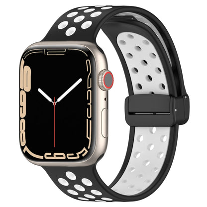 For Apple Watch 2 38mm Magnetic Buckle Silicone Watch Band(Black White) - Watch Bands by buy2fix | Online Shopping UK | buy2fix