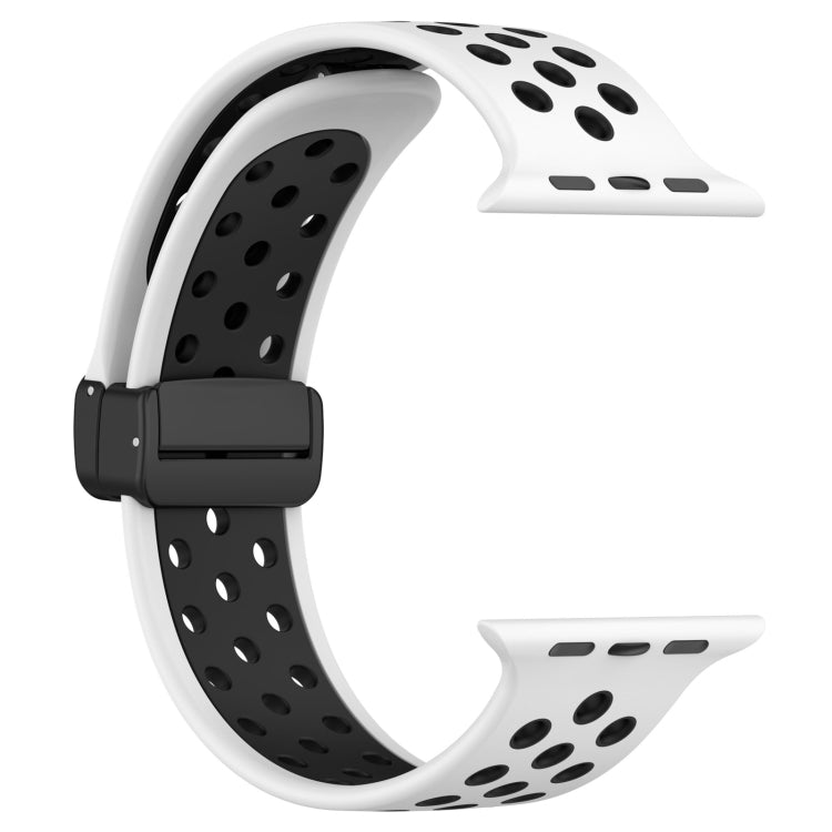 For Apple Watch 38mm Magnetic Buckle Silicone Watch Band(White Black) - Watch Bands by buy2fix | Online Shopping UK | buy2fix