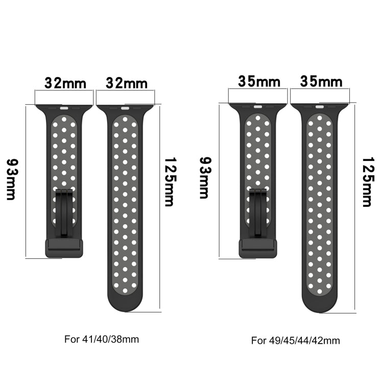 For Apple Watch 42mm Magnetic Buckle Silicone Watch Band(Black Red) - Watch Bands by buy2fix | Online Shopping UK | buy2fix