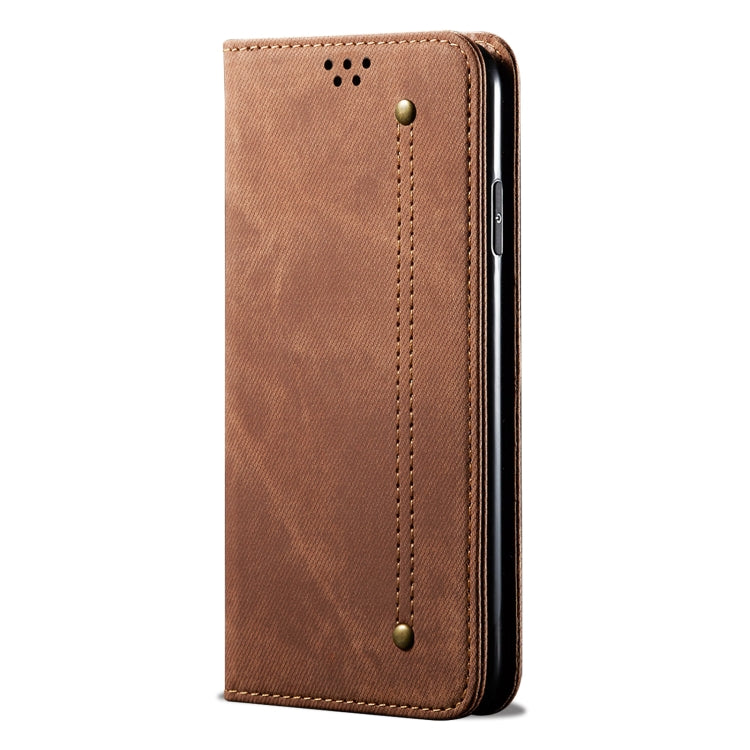 For Honor 100 Denim Texture Flip Leather Phone Case(Brown) - Honor Cases by buy2fix | Online Shopping UK | buy2fix