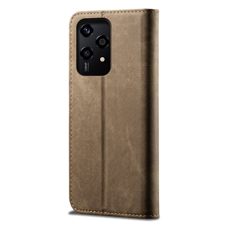 For Honor 200 Lite Global Denim Texture Flip Leather Phone Case(Khaki) - Honor Cases by buy2fix | Online Shopping UK | buy2fix